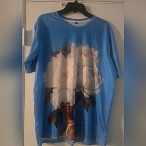 Womens ORCHID FLOWER BLACK GIRL Image T Shirt Style Blue Sz Xl Preowned